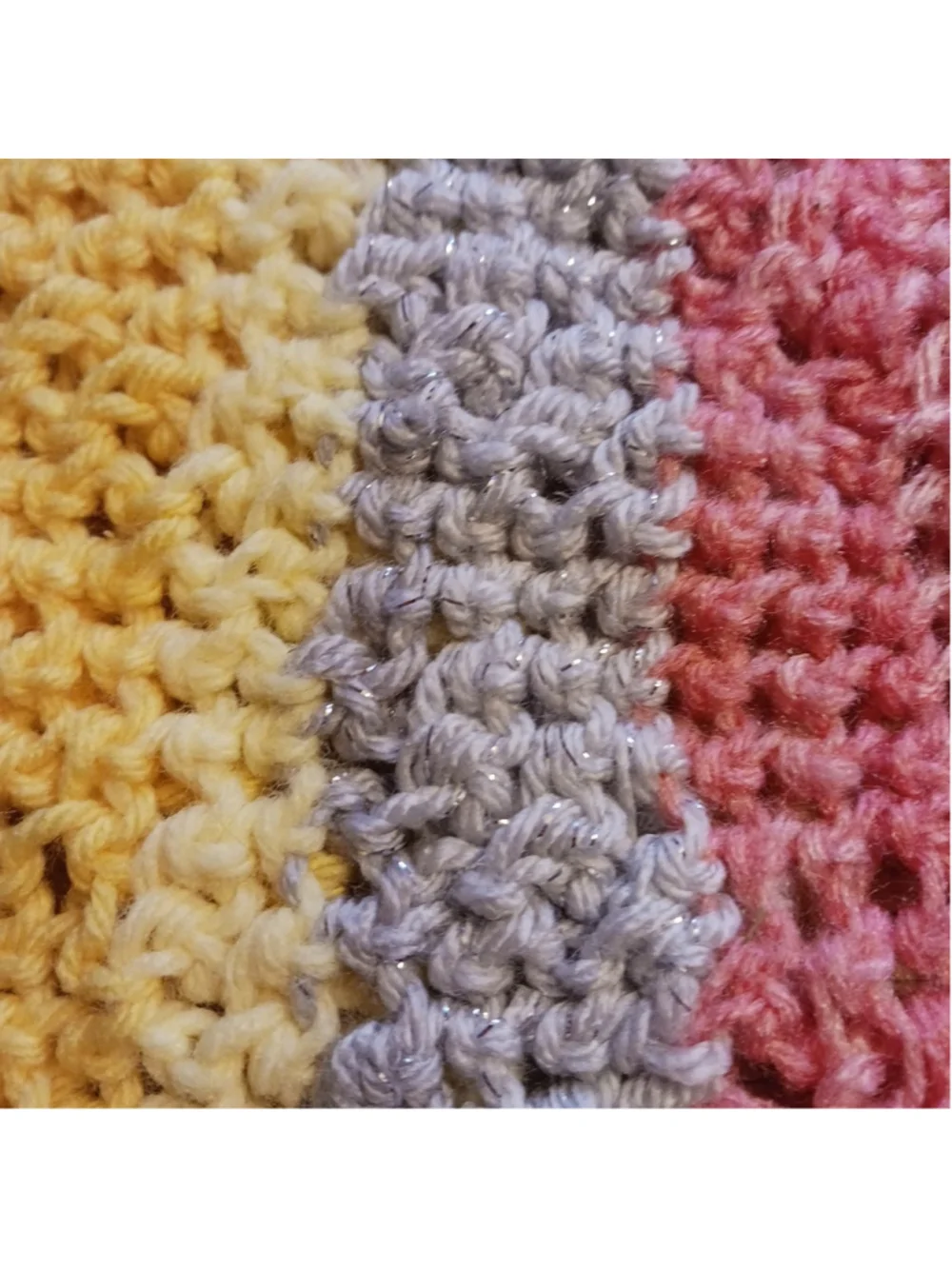 Vintage Granny Silver Pink Yellow Afghan Throw 4'X3'